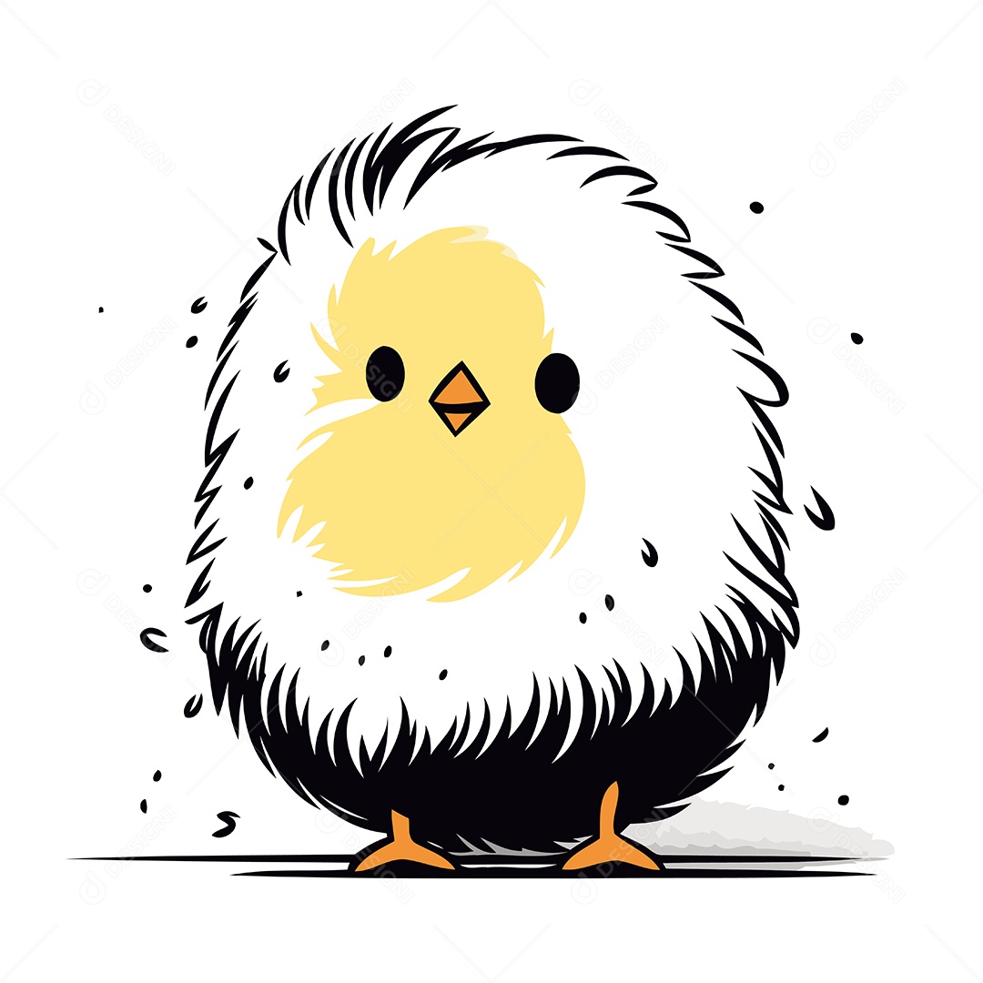 Pintinho Fofo de Desenho Animado Ilustração Vetor EPS