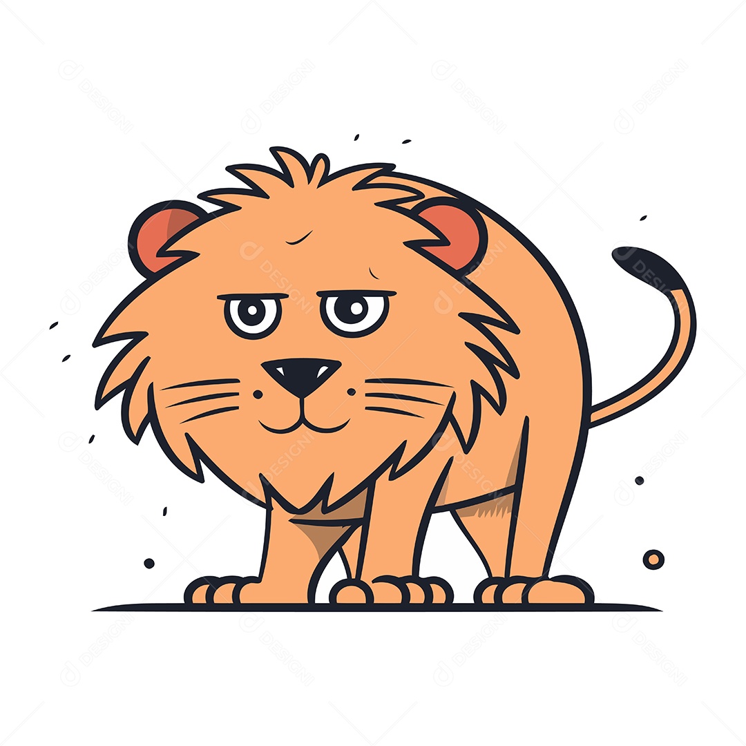 Leão de Desenho Animado Ilustração Vetor EPS