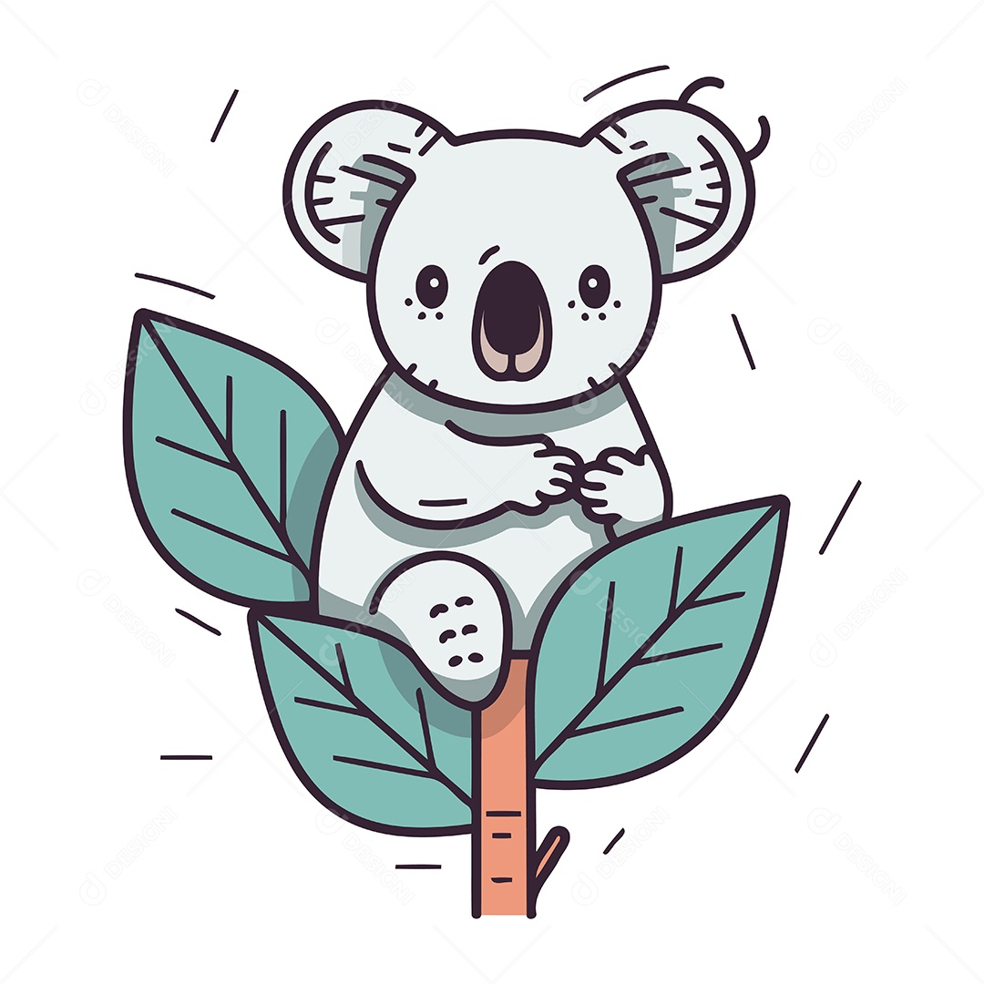 Coala Fofo em um Galho Ilustração Vetor EPS