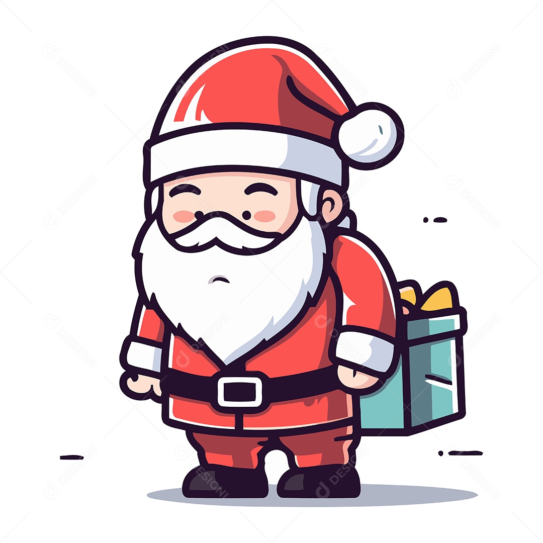 Papai Noel Segurando uma Caixa de Presente Ilustração Vetor EPS