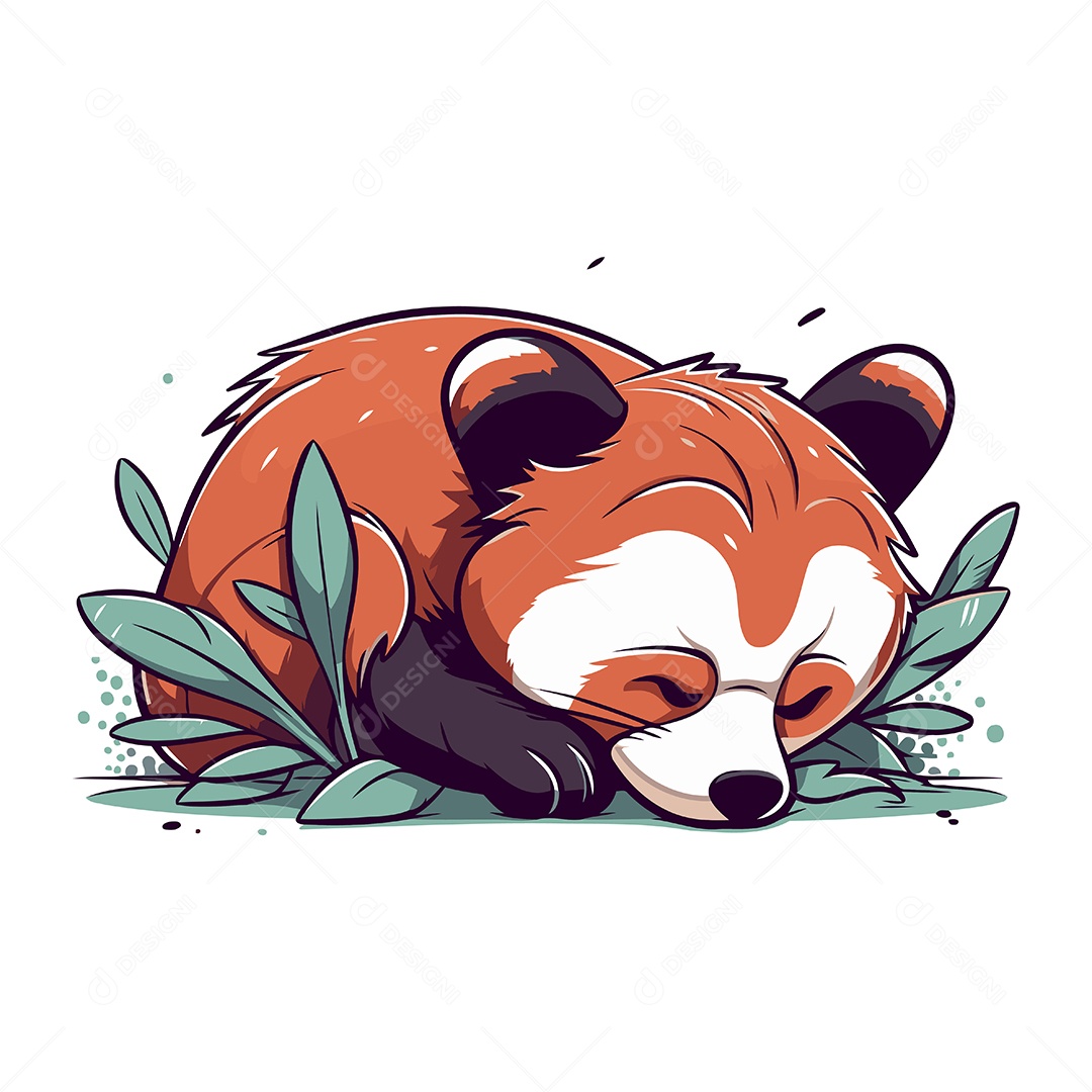 Panda Vermelho Fofo Dormindo Ilustração Vetor EPS