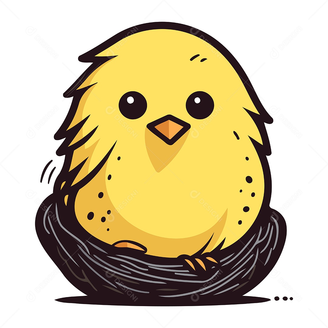 Pintinho de Desenho Animado Ilustração Vetor EPS