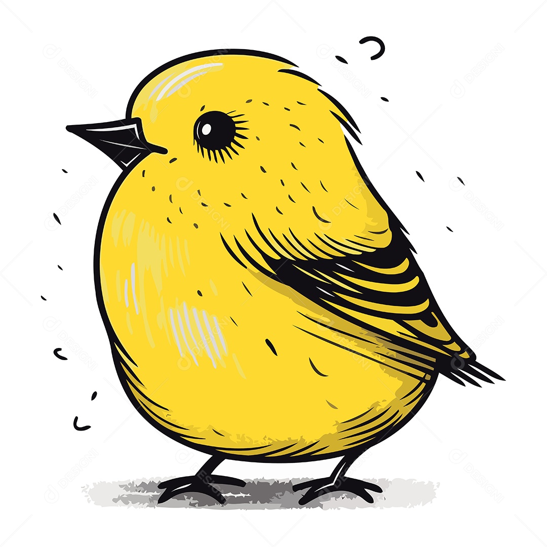Pássaro Amarelo de Desenho Animado Ilustração Vetor EPS