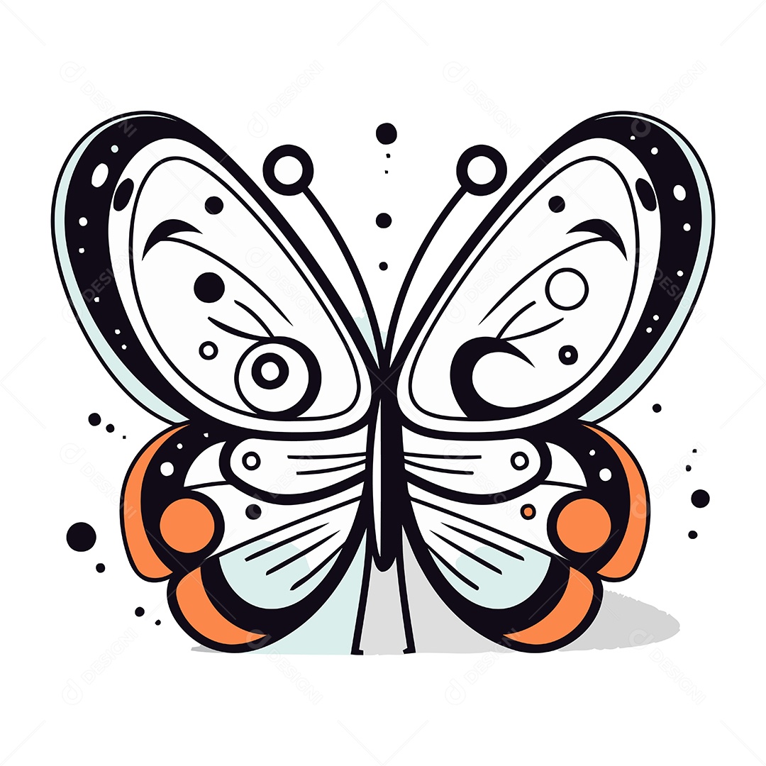 Borboleta de Desenho Animado Ilustração Vetor EPS