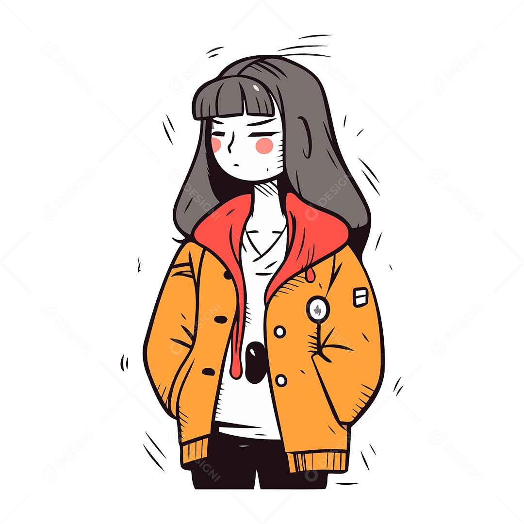 Menina de Desenho Animado Ilustração Vetor EPS