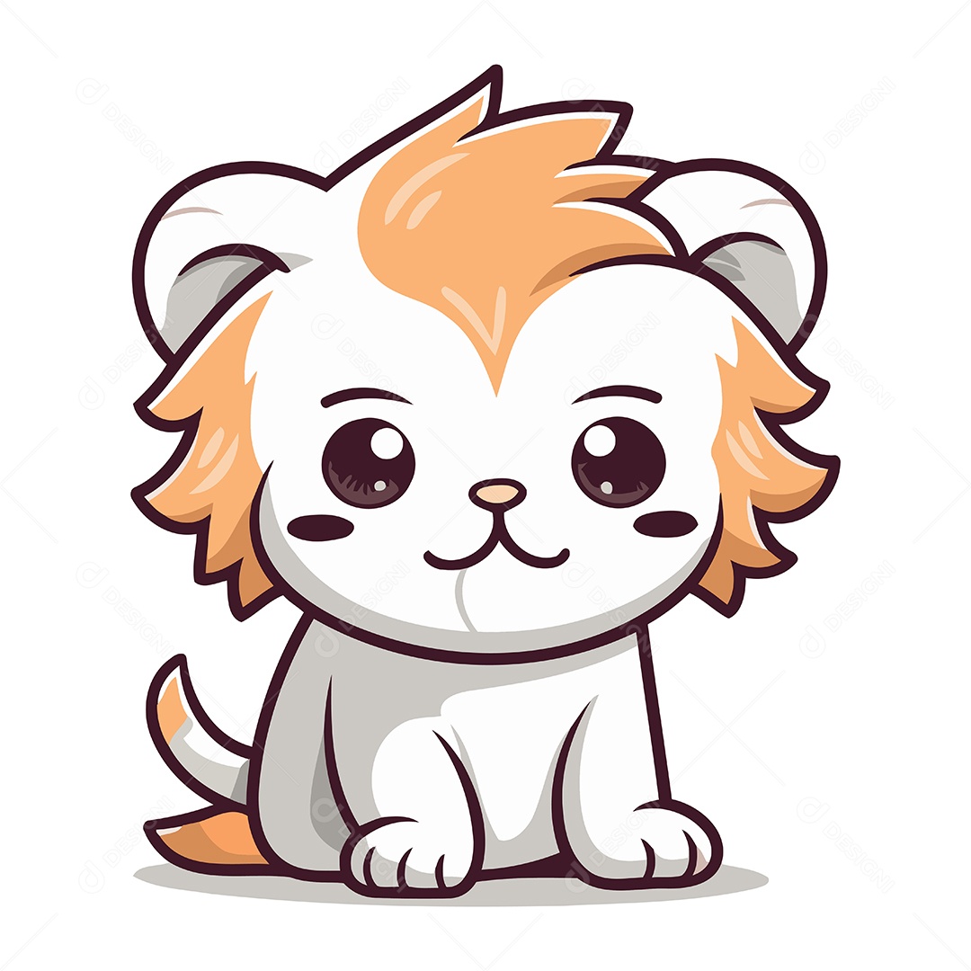 Leãozinho Fofo de Desenho Animado Ilustração Vetor EPS