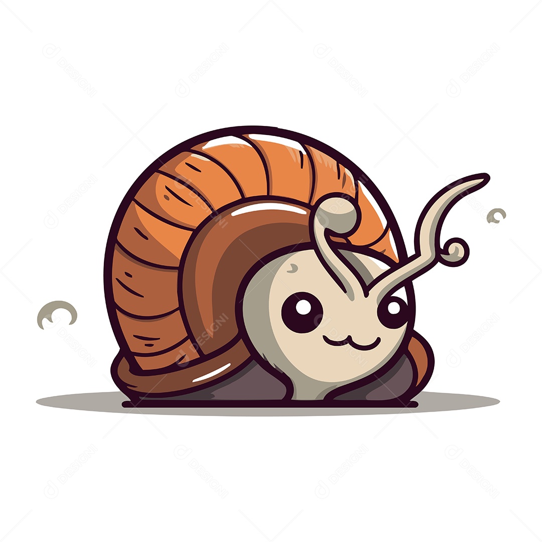 Caracol Fofo de Desenho Animado Ilustração Vetor EPS