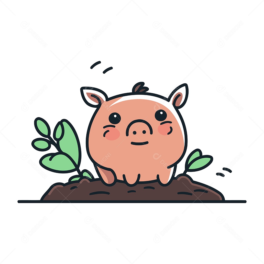 Porco de Desenho Animado Ilustração Vetor EPS