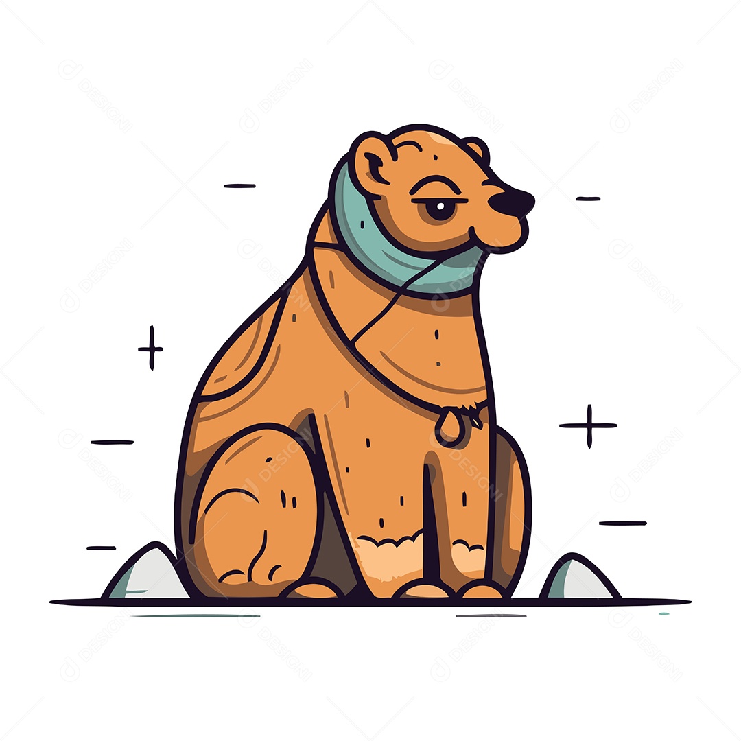 Urso Fofo de Desenho Animado Ilustração Vetor EPS