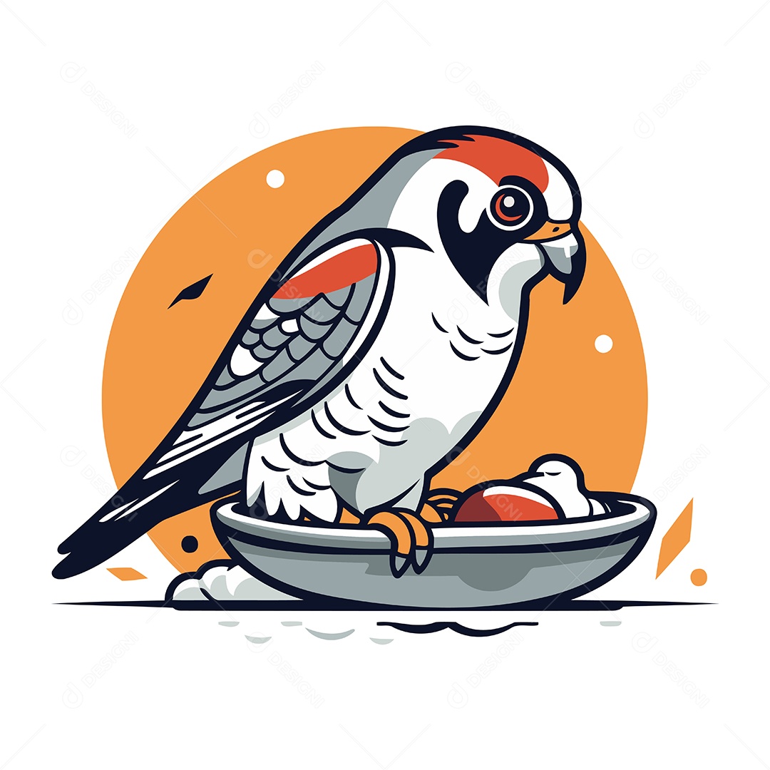 Falcão Peregrino de Desenho Animado Ilustração Vetor EPS