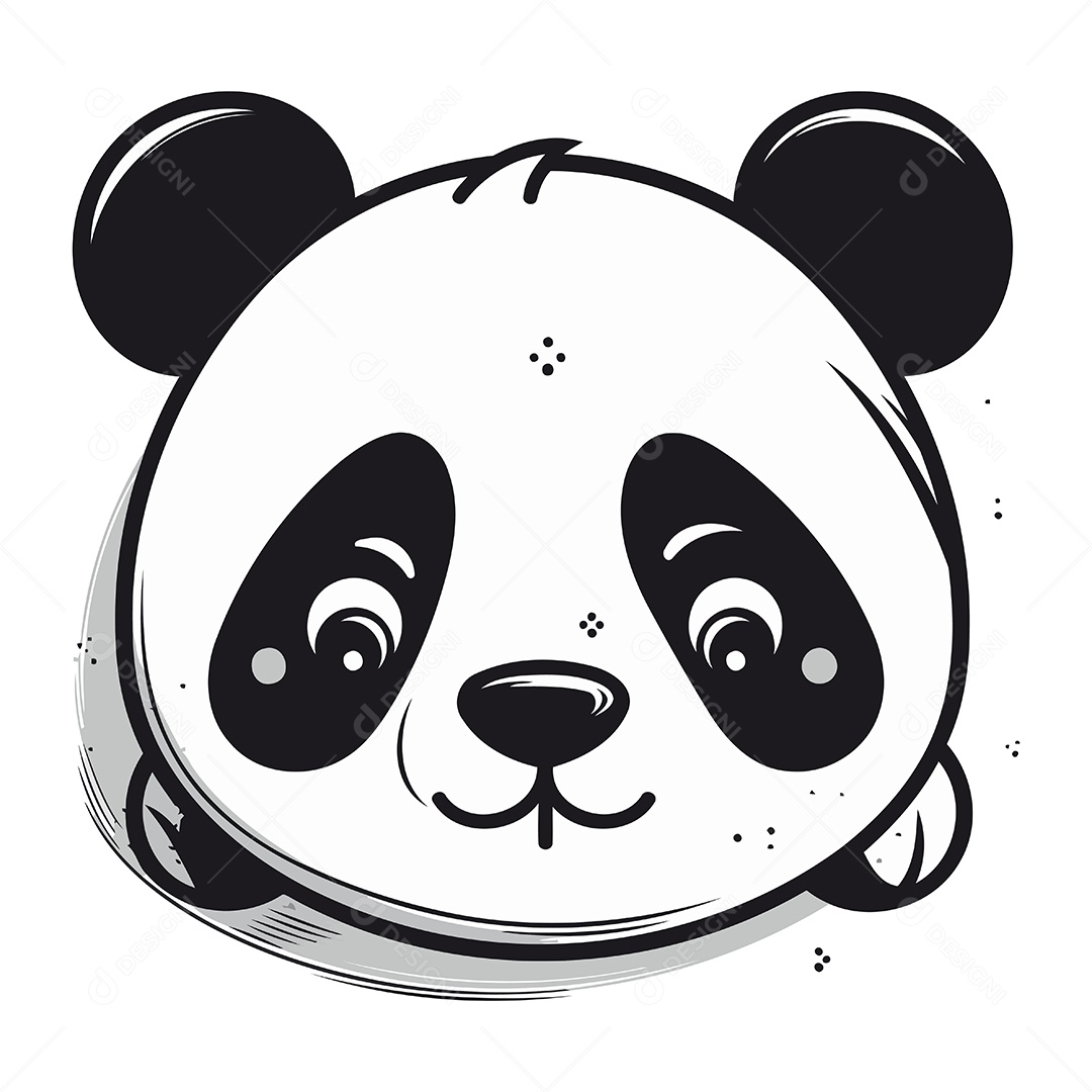 Rosto Fofo de Panda Ilustração Vetor EPS