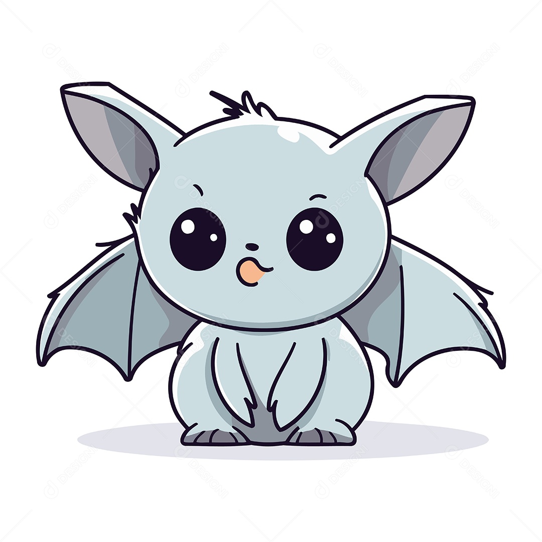 Morcego Fofo de Desenho Animado Ilustração Vetor EPS