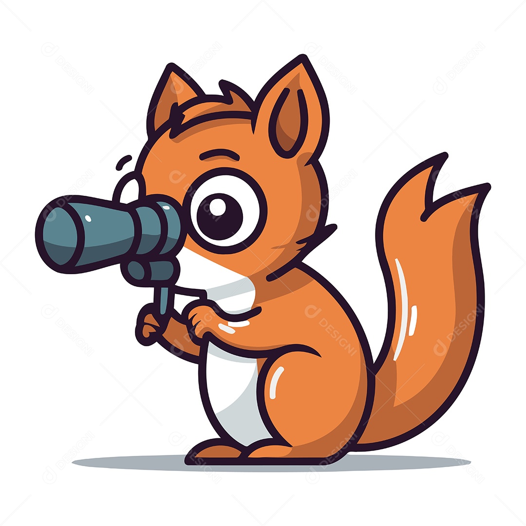 Esquilo com Binóculo Ilustração Vetor EPS