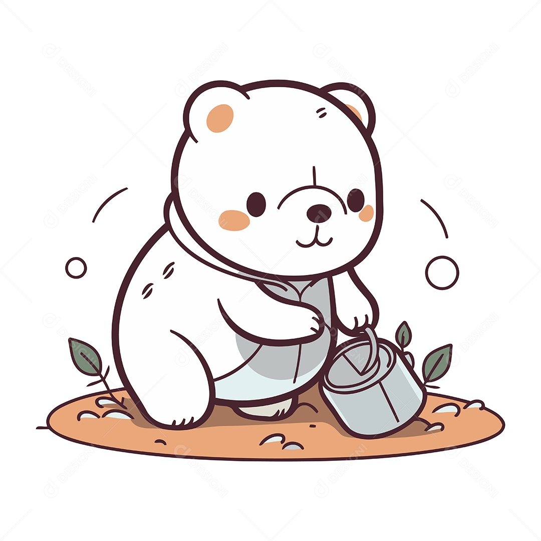Urso Polar Fofo de Desenho Animado Ilustração Vetor EPS