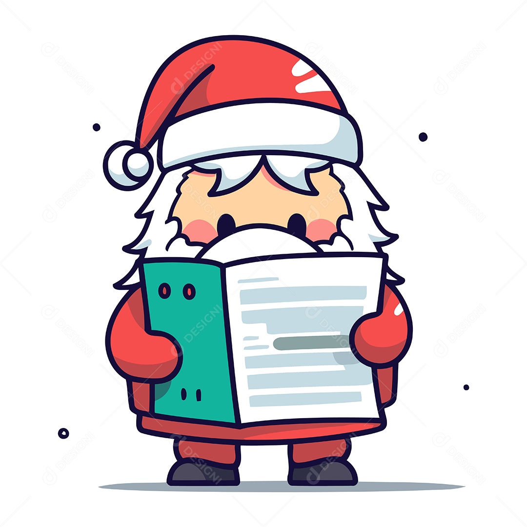 Papai Noel Lendo uma Carta Ilustração Vetor EPS