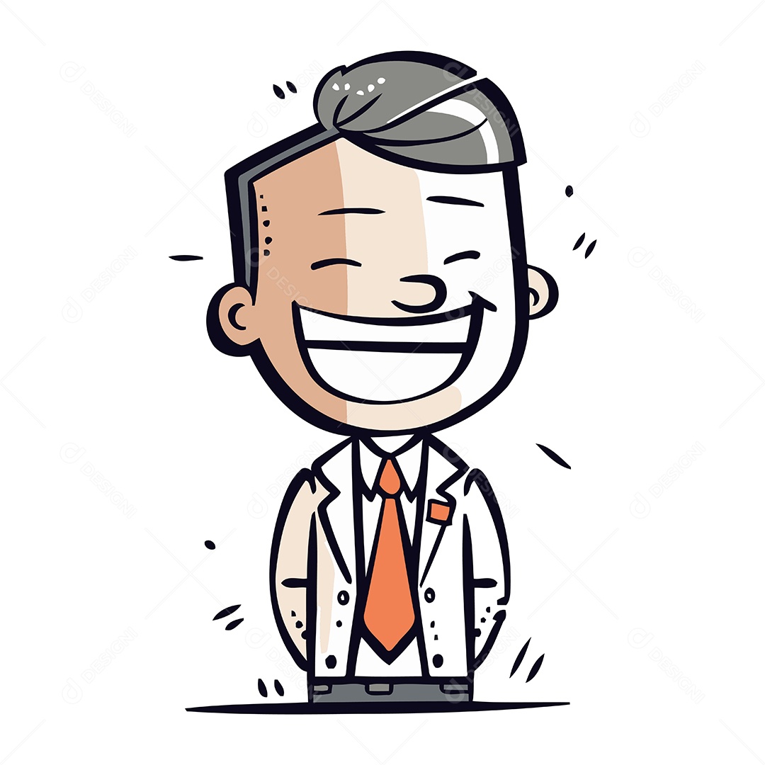 Empresário Sorridente de Desenho Animado Ilustração Vetor EPS