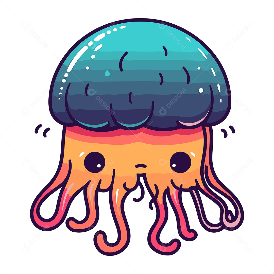 Água Viva de Desenho Animado Ilustração Vetor EPS