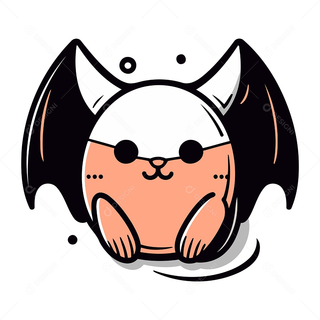 Morcego Fofo de Desenho Animado Ilustração Vetor EPS
