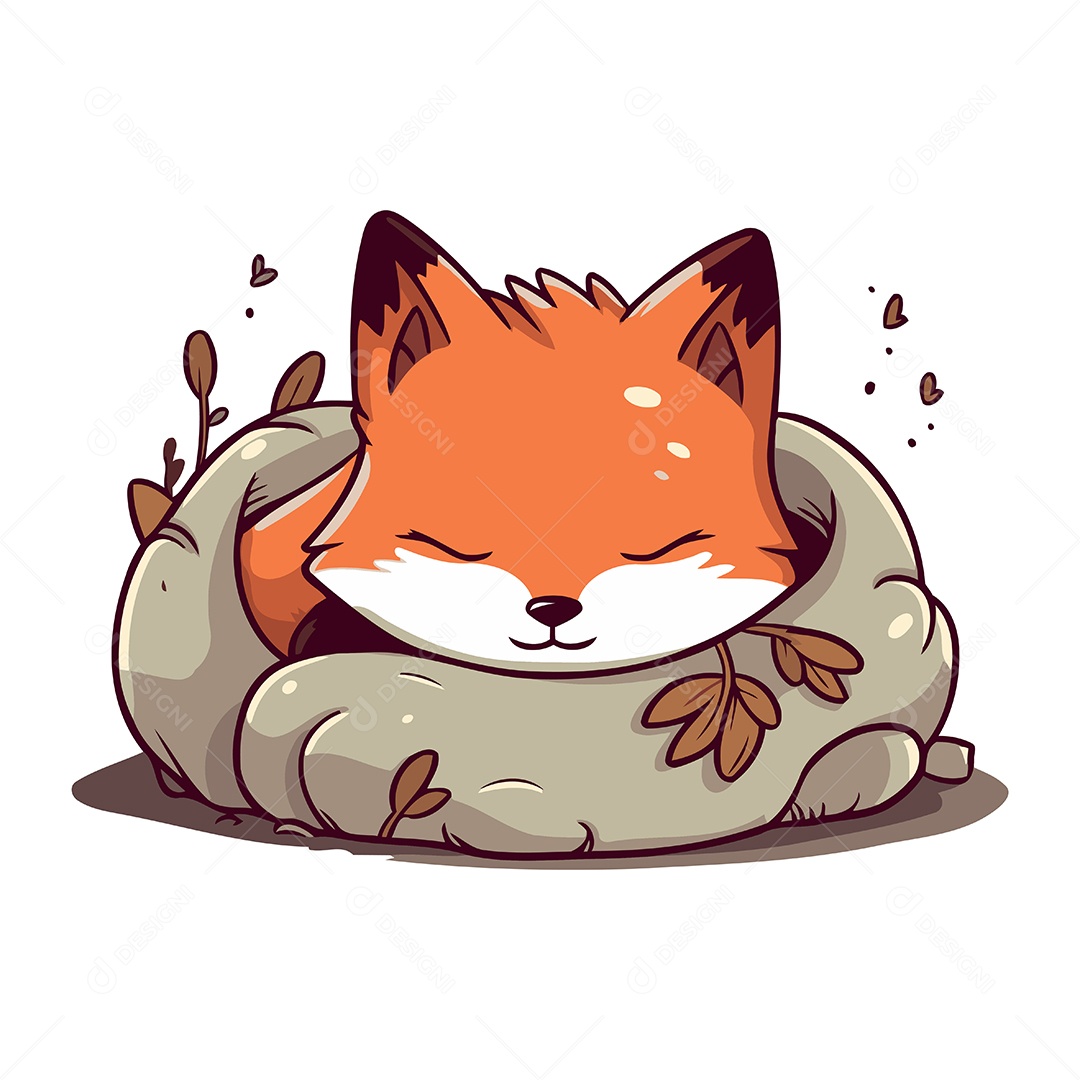 Raposa Fofa de Desenho Animado Ilustração Vetor EPS