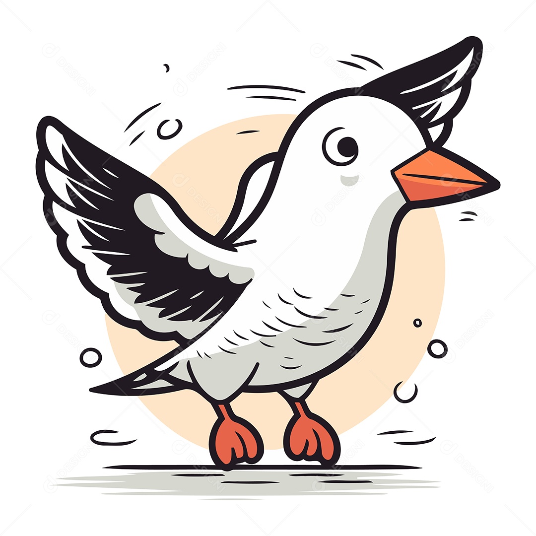 Gaivota Fofa de Desenho Animado Ilustração Vetor EPS