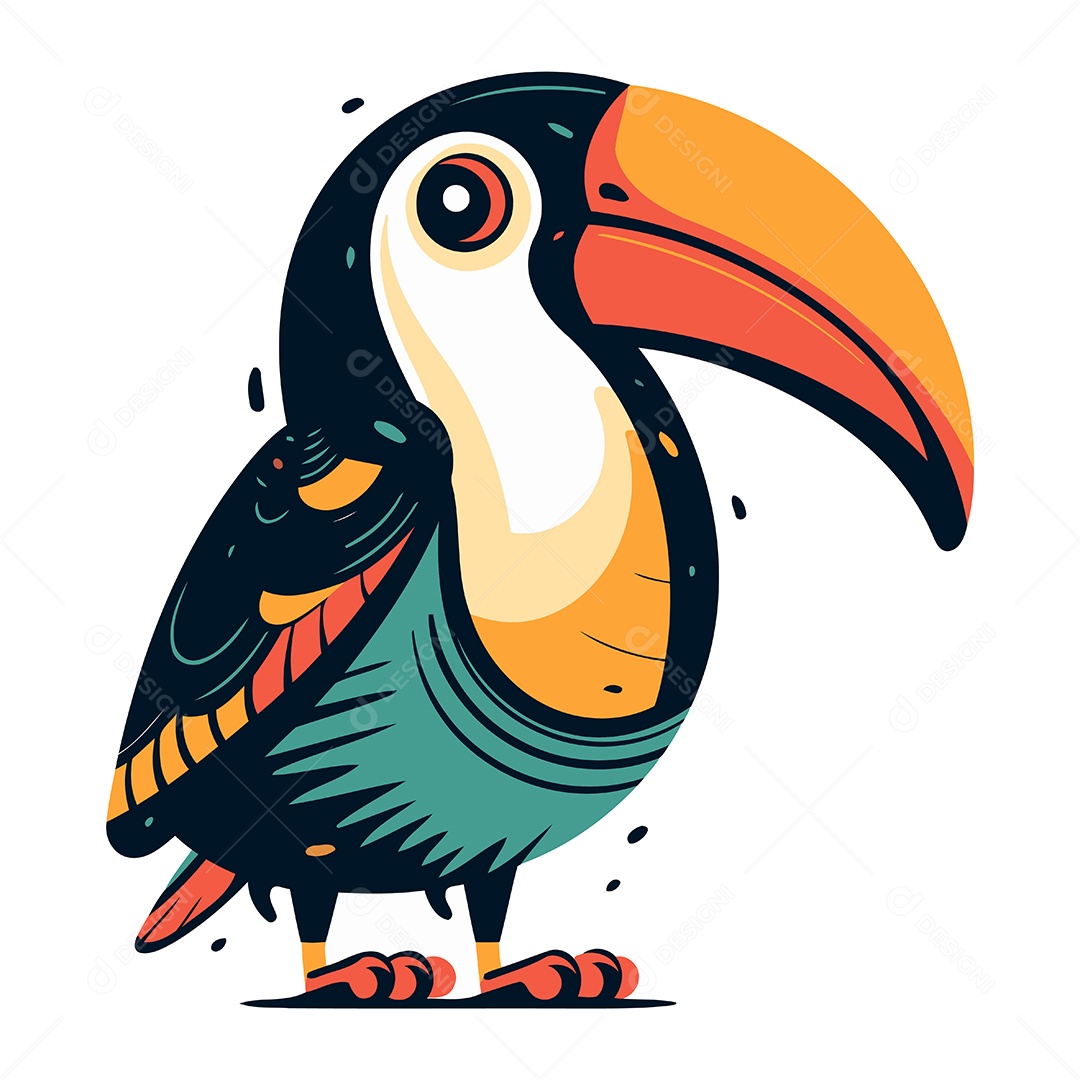 Tucano de Desenho Animado Ilustração Vetor EPS