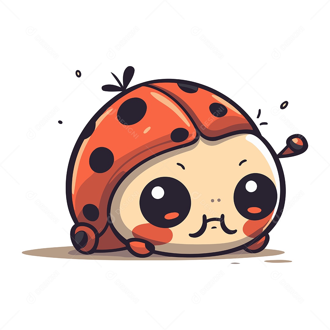 Joaninha Fofa de Desenho Animado Ilustração Vetor EPS