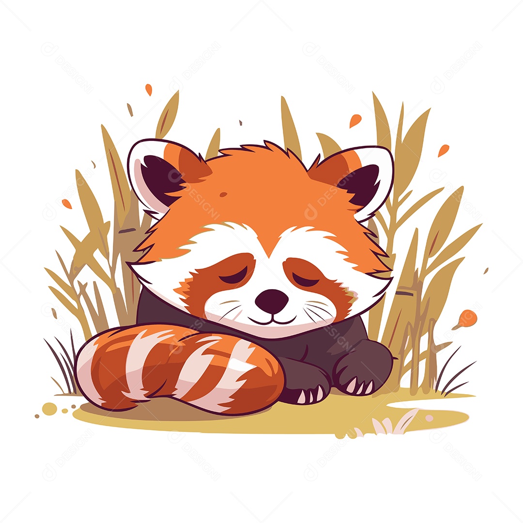 Panda Vermelho de Desenho Animado Ilustração Vetor EPS