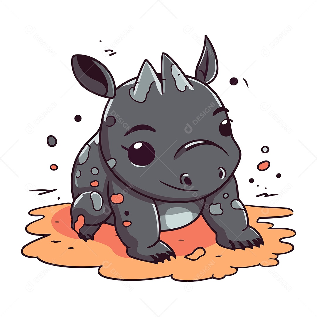 Rinoceronte de Desenho Animado Ilustração Vetor EPS