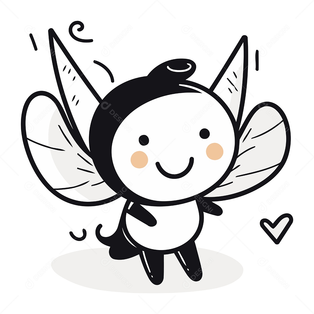 Mosca Fofa de Desenho Animado Ilustração Vetor EPS