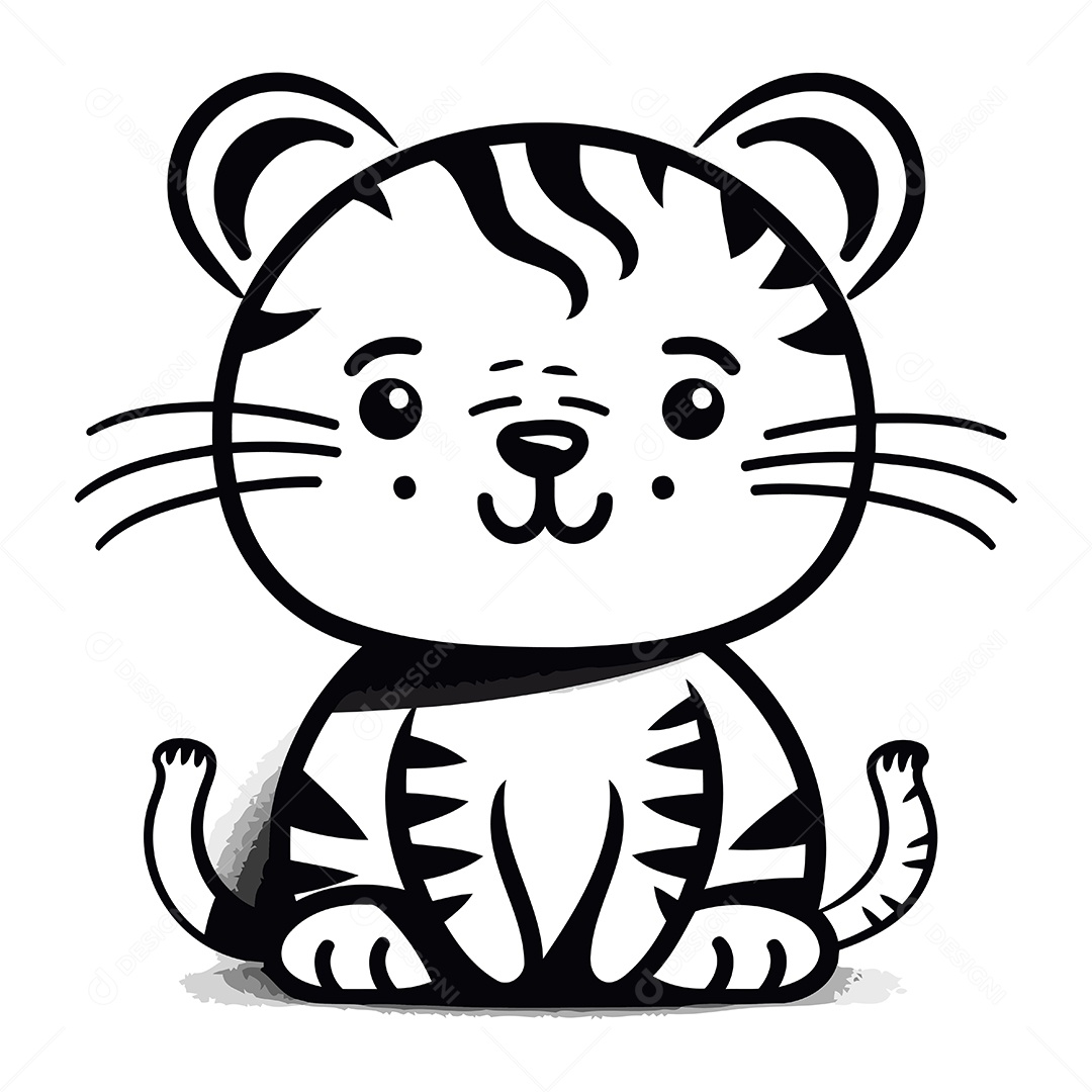 Tigre de Desenho Animado Ilustração Vetor EPS