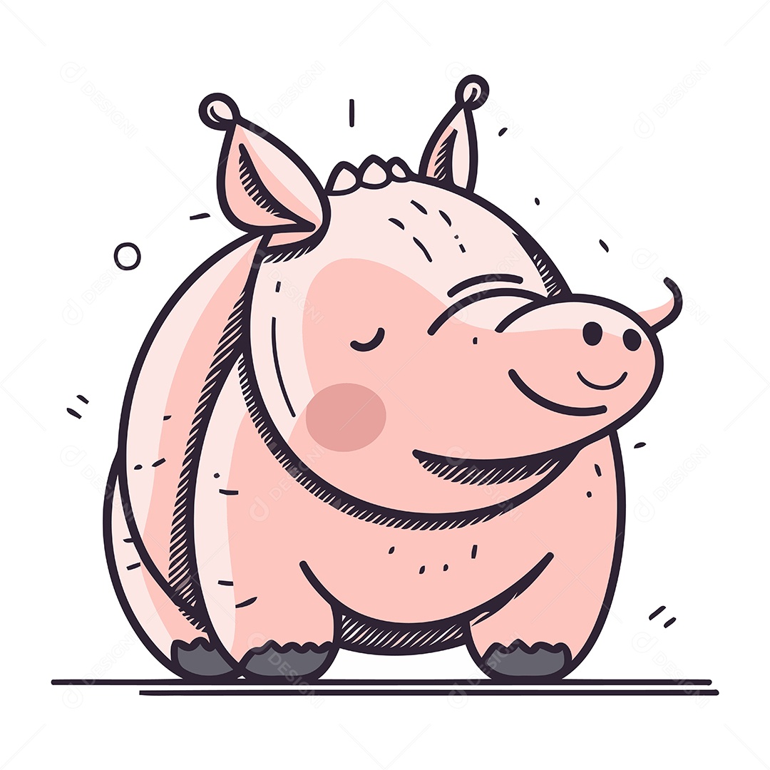 Porquinho Fofo de Desenho Animado Ilustração Vetor EPS