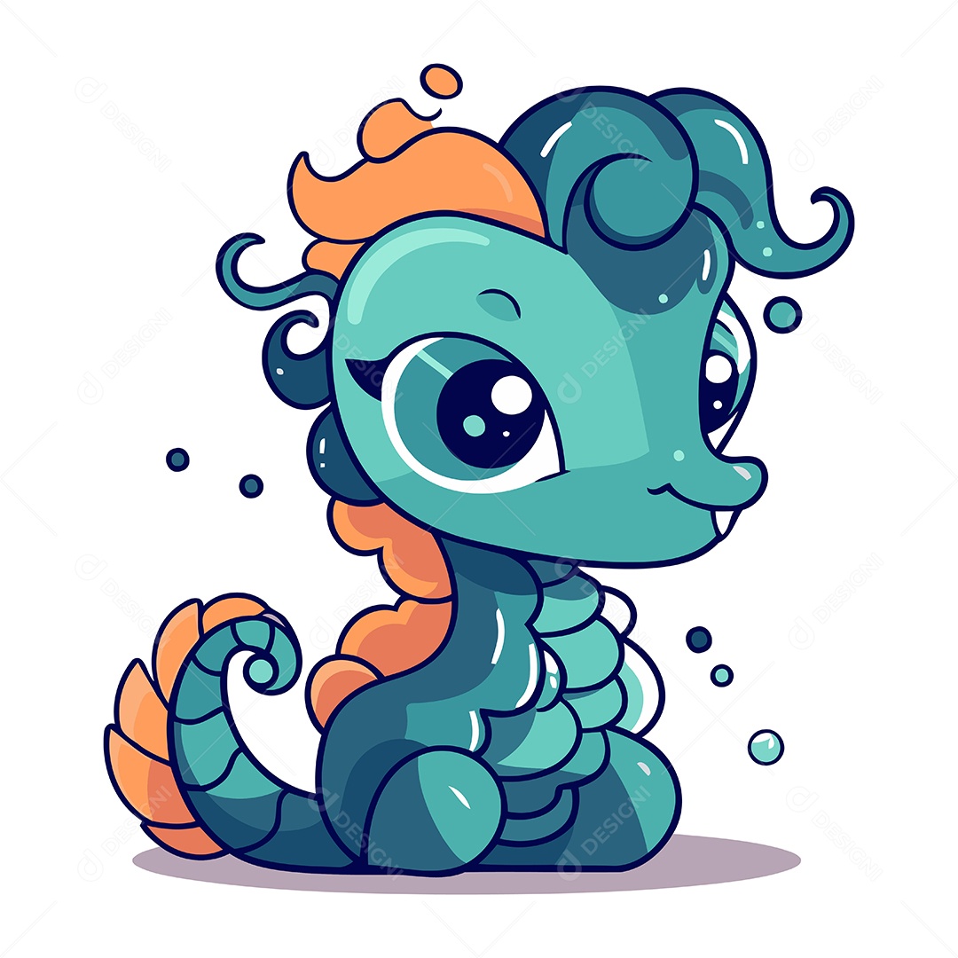 Cavalo Marinho de Desenho Animado Ilustração Vetor EPS