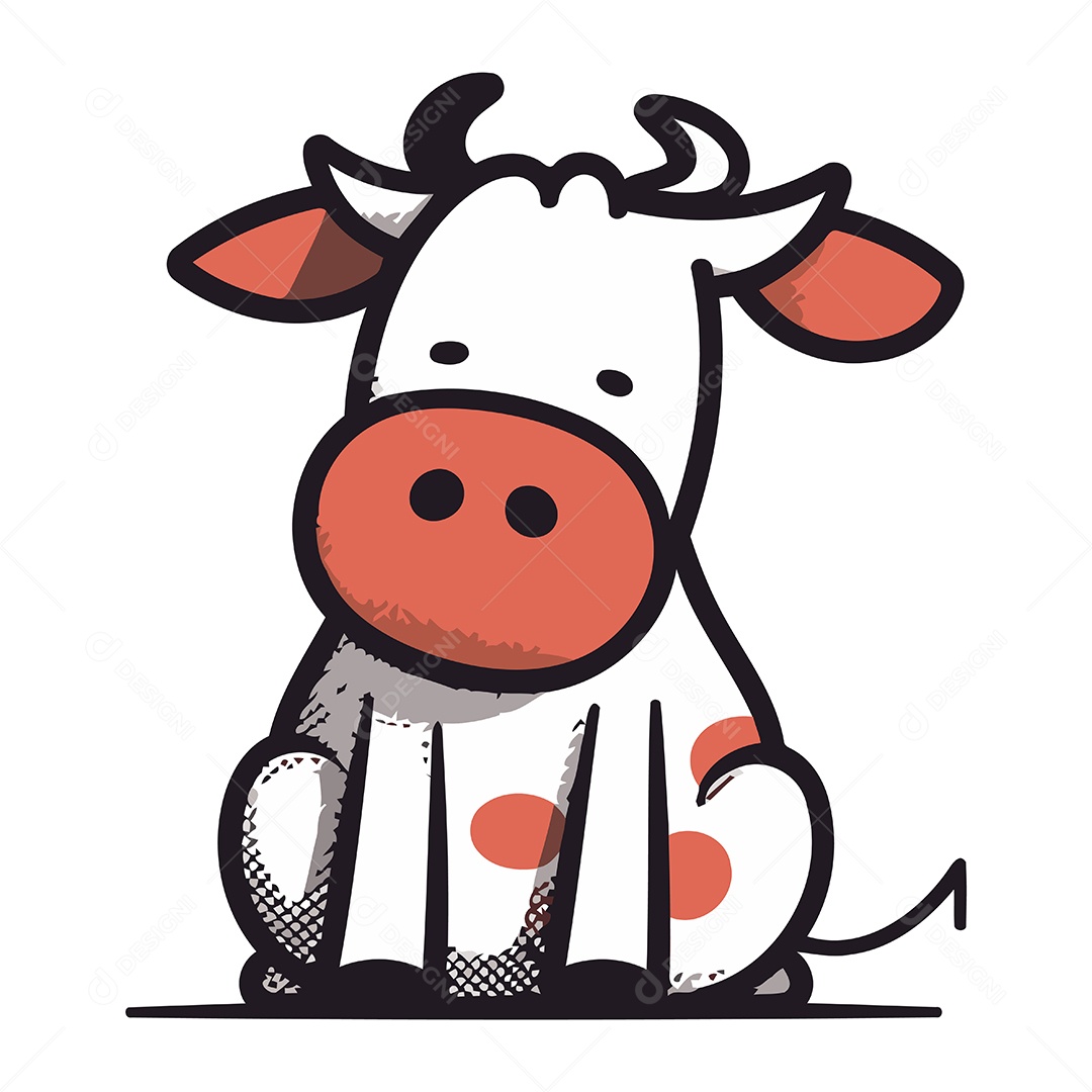 Vaca Fofa de Desenho Animado Ilustração Vetor EPS