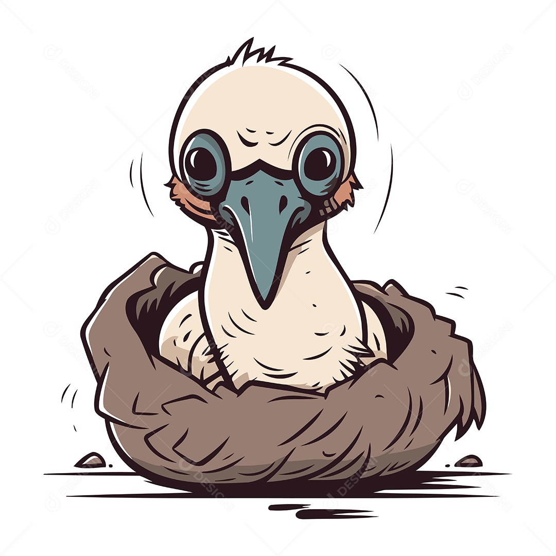 Pássaro no Ninho Ilustração Vetor EPS