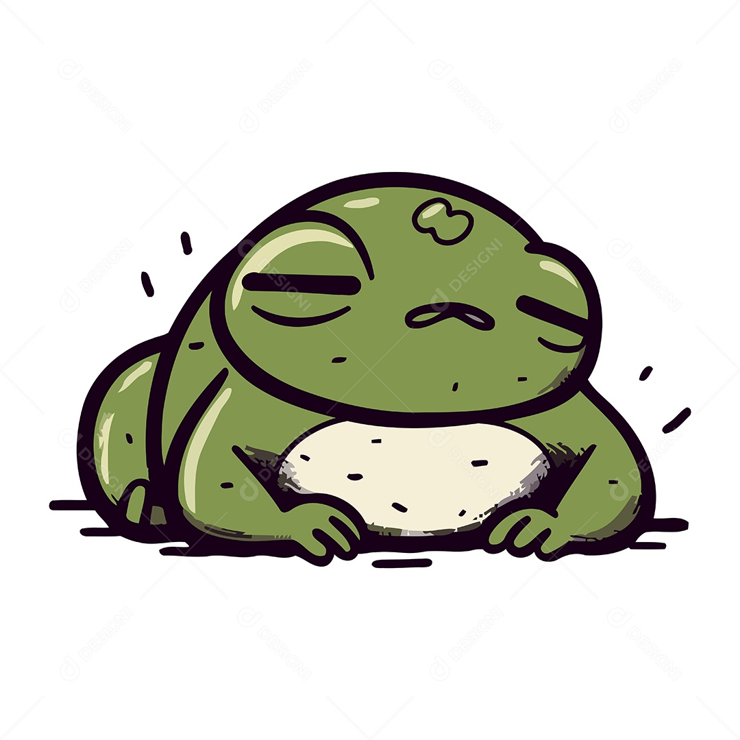 Sapo Dormindo de Desenho Animado Ilustração Vetor EPS