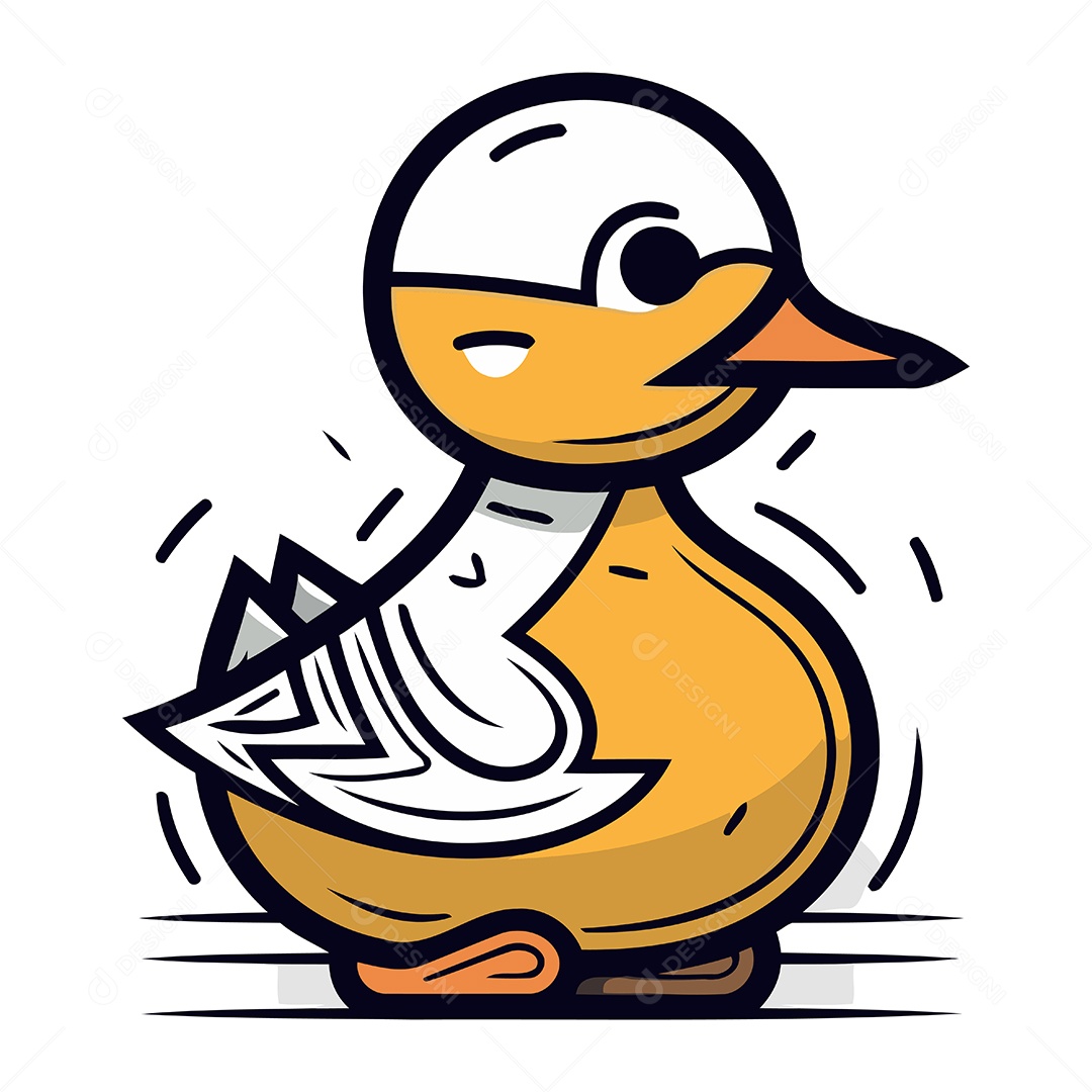 Pato Fofo de Desenho Animado Ilustração Vetor EPS