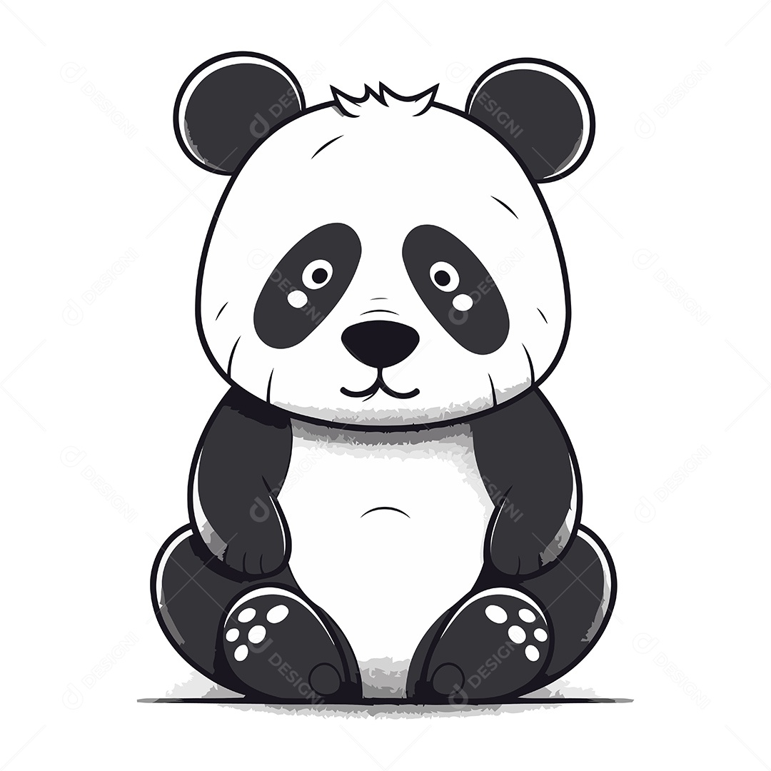 Panda Fofo de Desenho Animado Ilustração Vetor EPS
