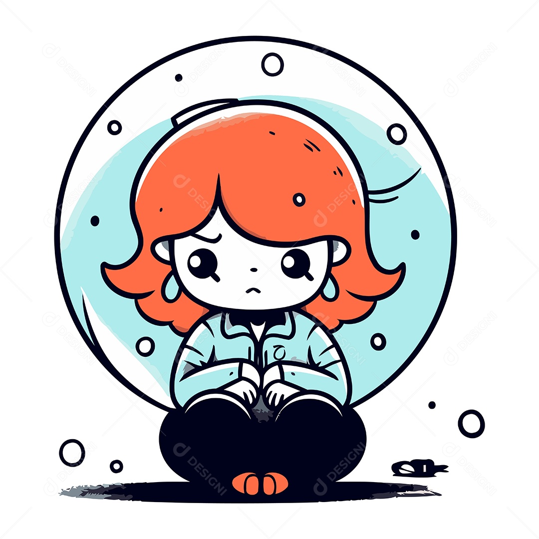 Menina de Desenho Animado Ilustração Vetor EPS