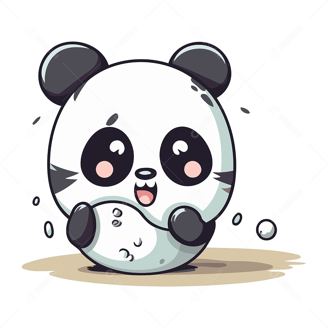 Panda Fofo de Desenho Animado Ilustração Vetor EPS