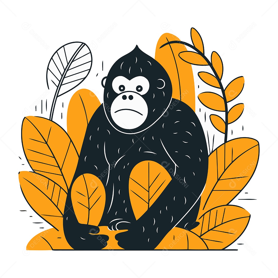 Gorila de Desenho Animado Ilustração Vetor EPS