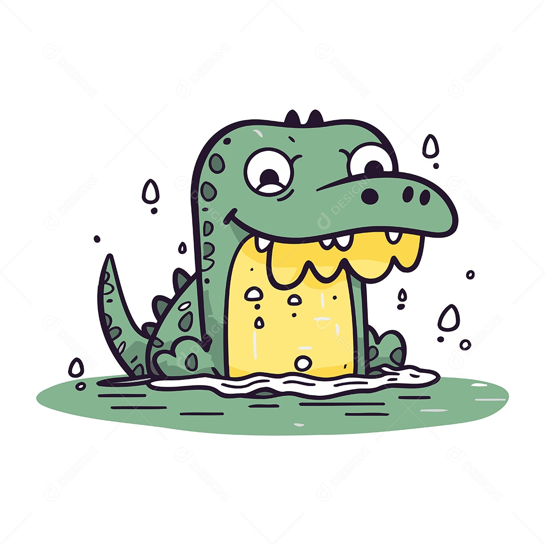 Crocodilo de Desenho Animado Ilustração Vetor EPS