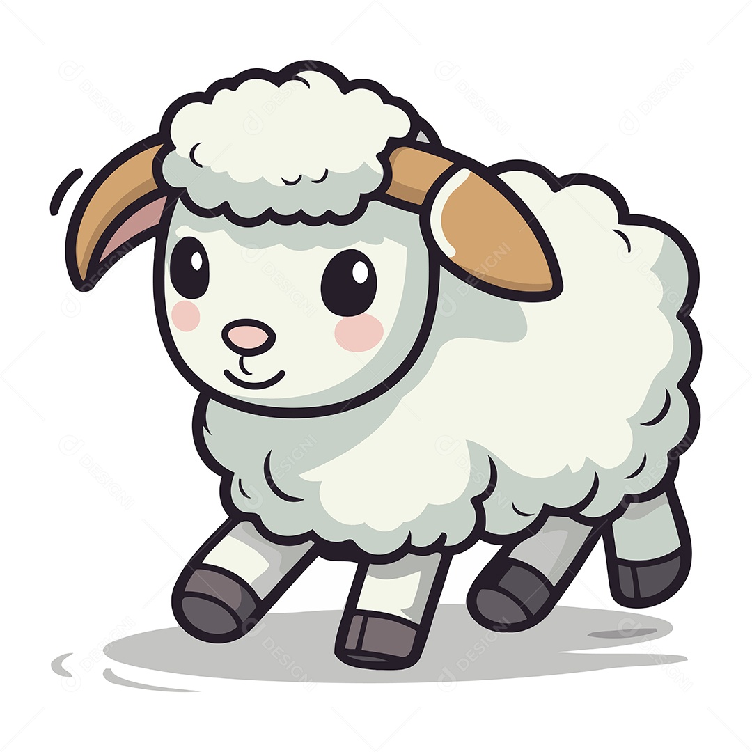 Ovelha Fofa de Desenho Animado Ilustração Vetor EPS