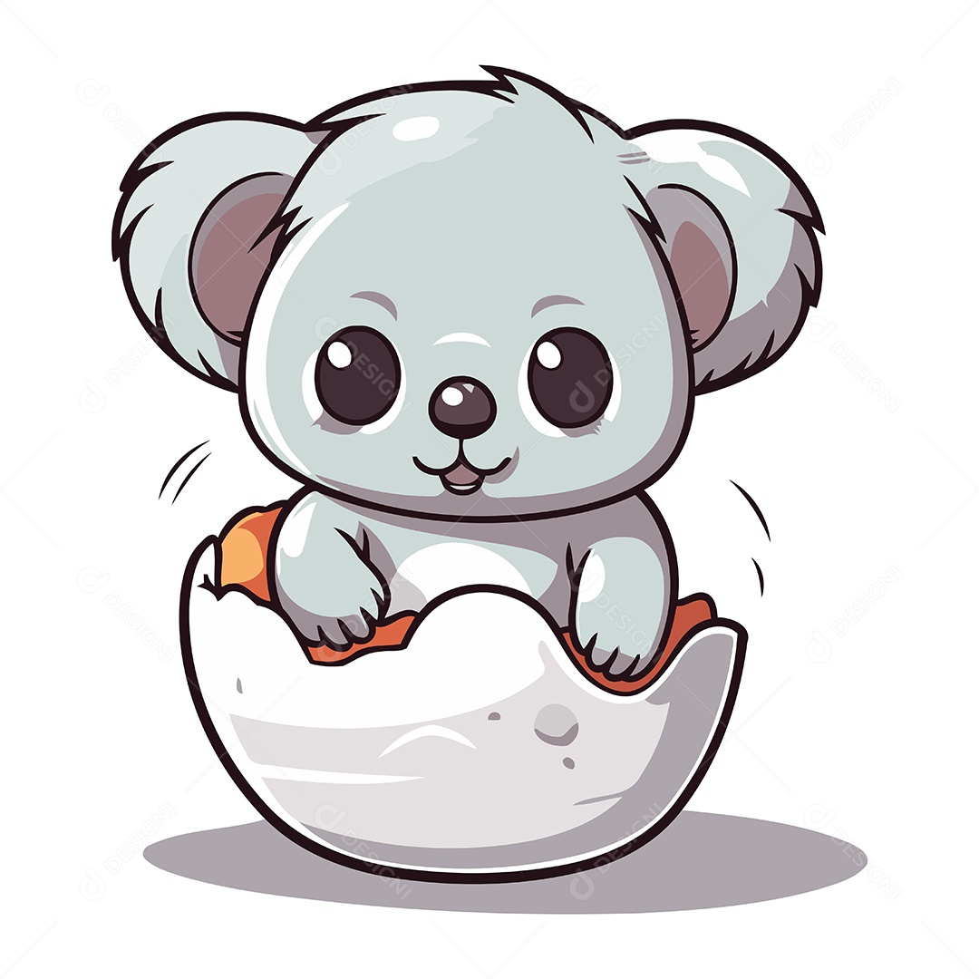 Filhote de Coala Fofo Desenho Animado Ilustração Vetor EPS