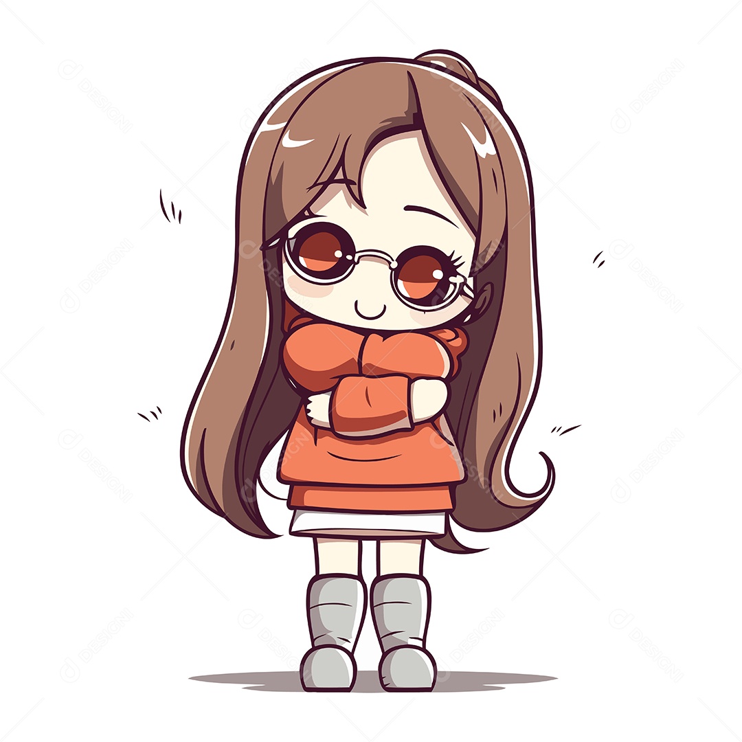 Menina Bonitinha de Desenho Animado Ilustração Vetor EPS