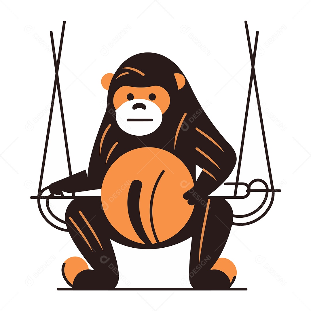 Macaco em um Balanço Ilustração Vetor EPS