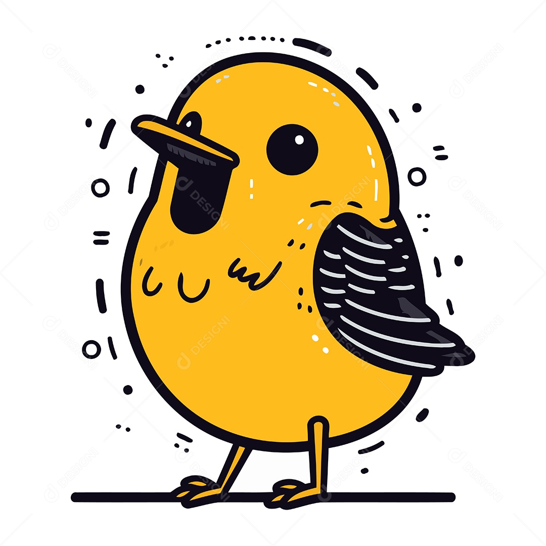 Passarinho Amarelo Fofo Ilustração Vetor EPS