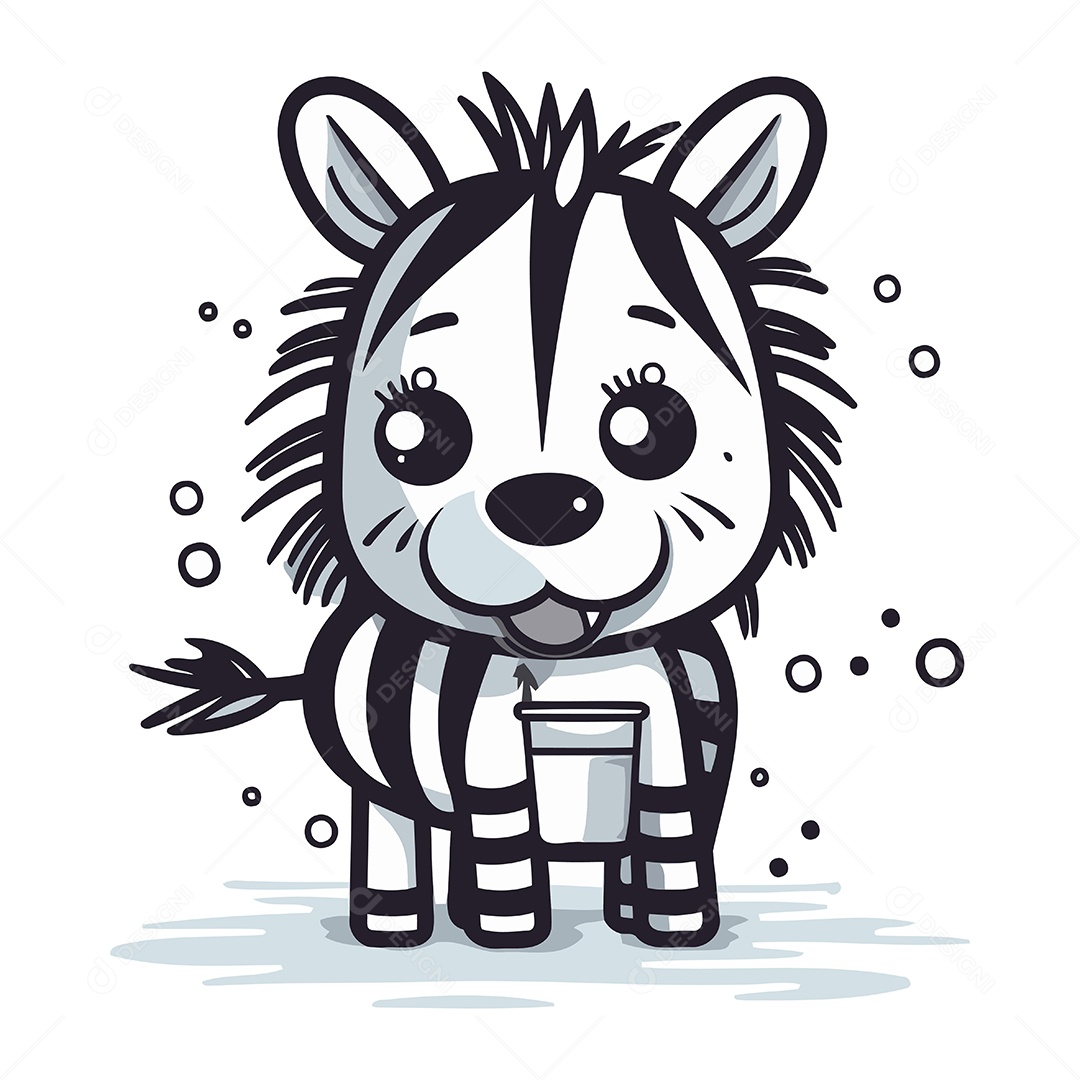 Zebra Fofa de Desenho Animado Ilustração Vetor EPS