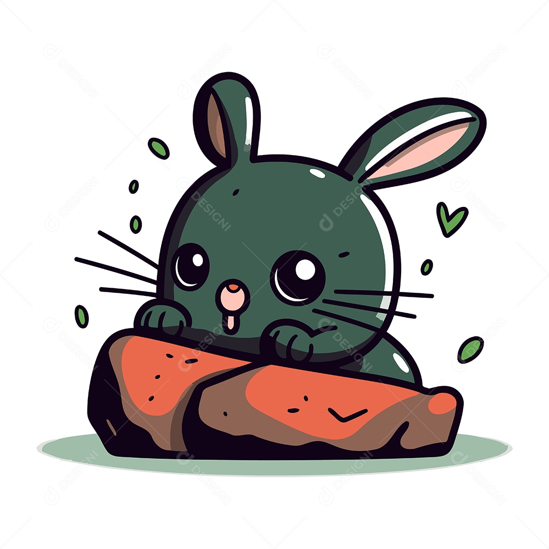 Coelho Fofo de Desenho Animado Ilustração Vetor EPS