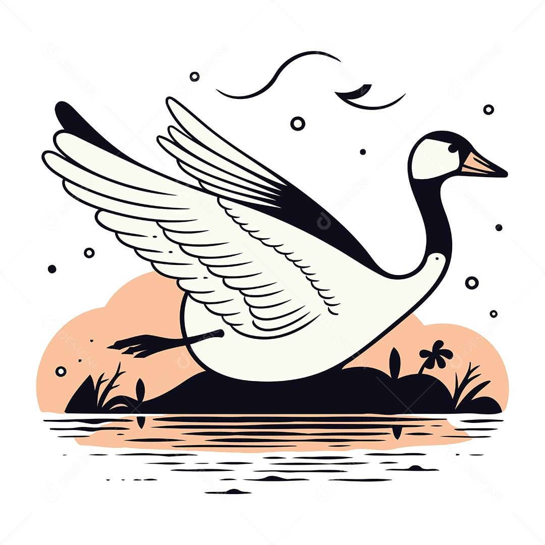 Ganso de Desenho Animado Ilustração Vetor EPS