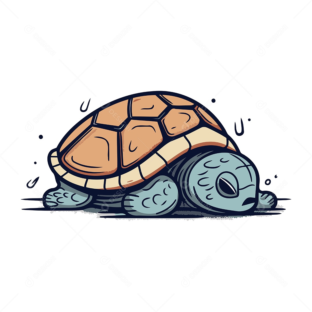 Tartaruga de Desenho Animado Ilustração Vetor EPS
